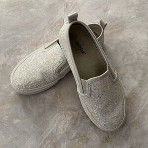 Cat & Jack Glittery Slip-On Sneakers - White Size 2